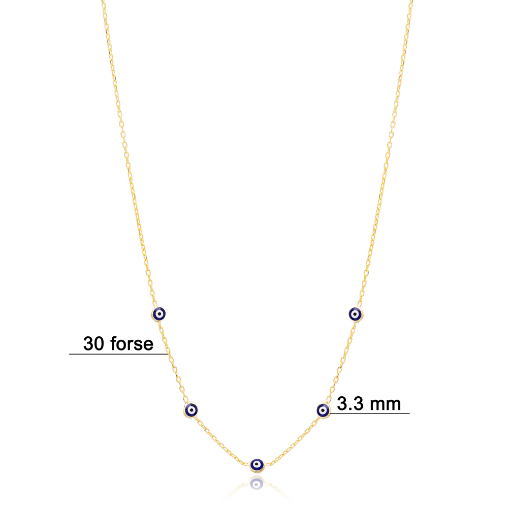 Five Tiny Evil Eye Enamel Design Turkish Handmade Wholesale 925 Sterling Silver Jewelry