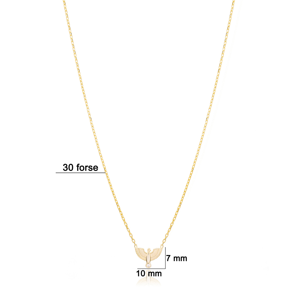 Tiny Phoenix Bird Design Clear Zircon Stone Women Charm Necklace Pendant 925 Silver Sterling Jewelry