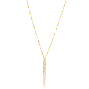 Hammered Vertical Thin Bar Necklace Charm Pendant Turkish Wholesale 925 Sterling Silver Jewelry