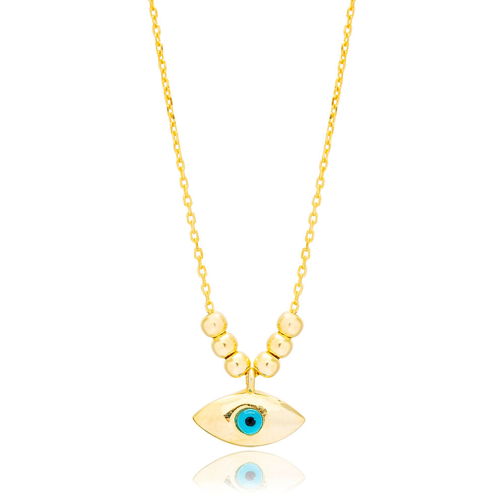 Evil Eye Design Charm Ball Chain Necklace Pendant 925 Sterling Silver Jewelry