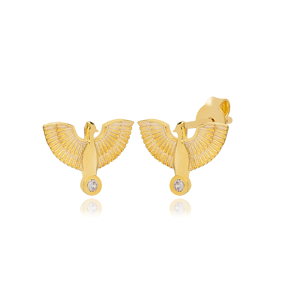 Elegant Angel Wing Design Earrings Turkish 925 Sterling Silver Jewelry