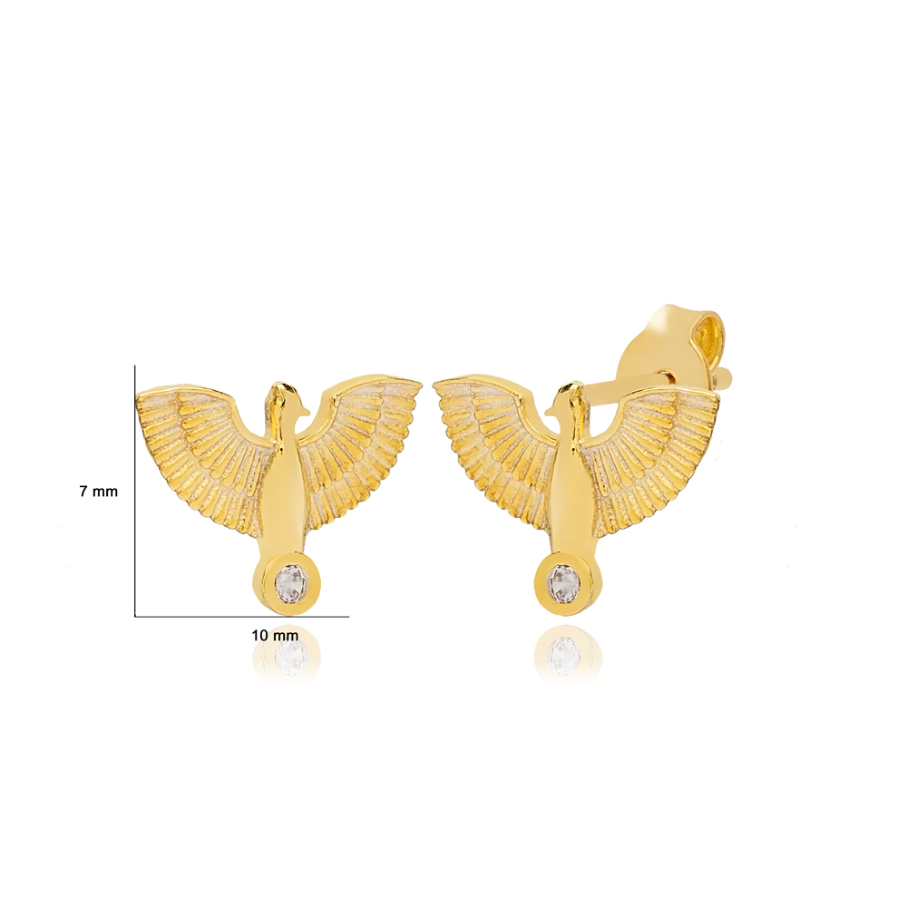 Elegant Angel Wing Design Earrings Turkish 925 Sterling Silver Jewelry