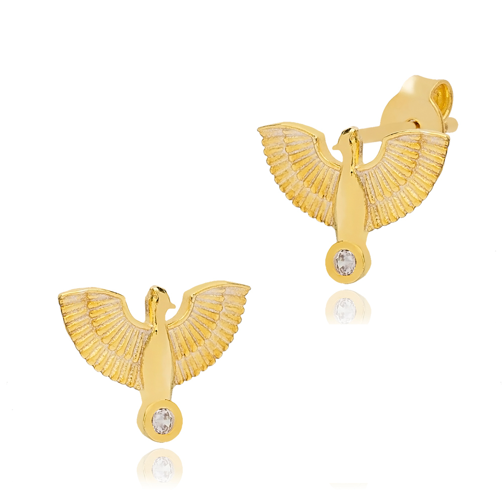 Elegant Angel Wing Design Earrings Turkish 925 Sterling Silver Jewelry