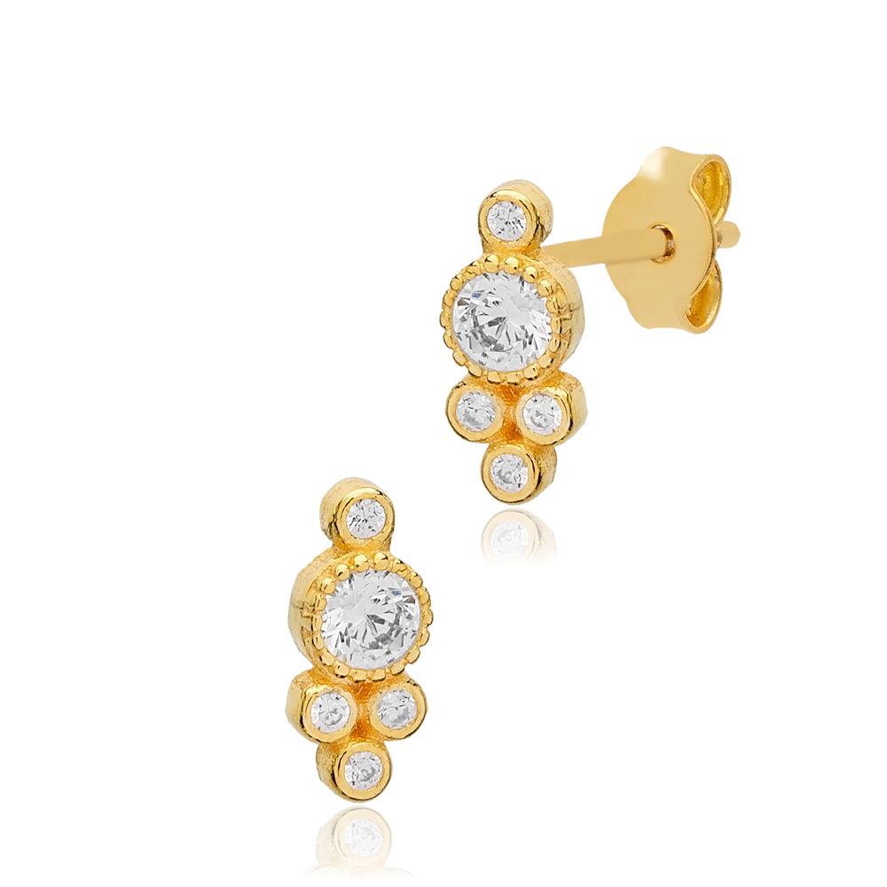 New Trend CZ Stone Elegant Design Earrings Turkish Wholesale 925 Sterling Silver Jewelry