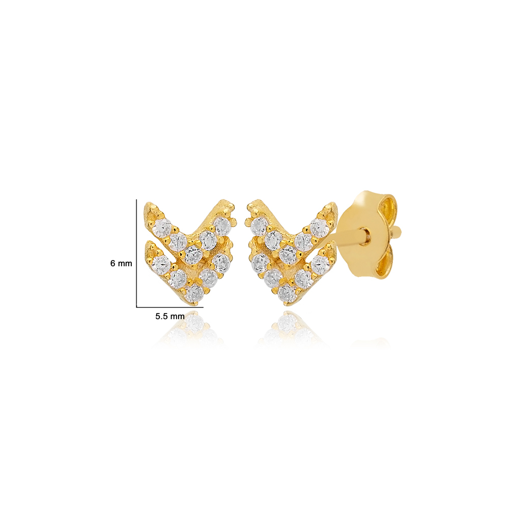 Elegant Arrow Design Earrings Turkish Wholesale 925 Sterling Silver Jewelry