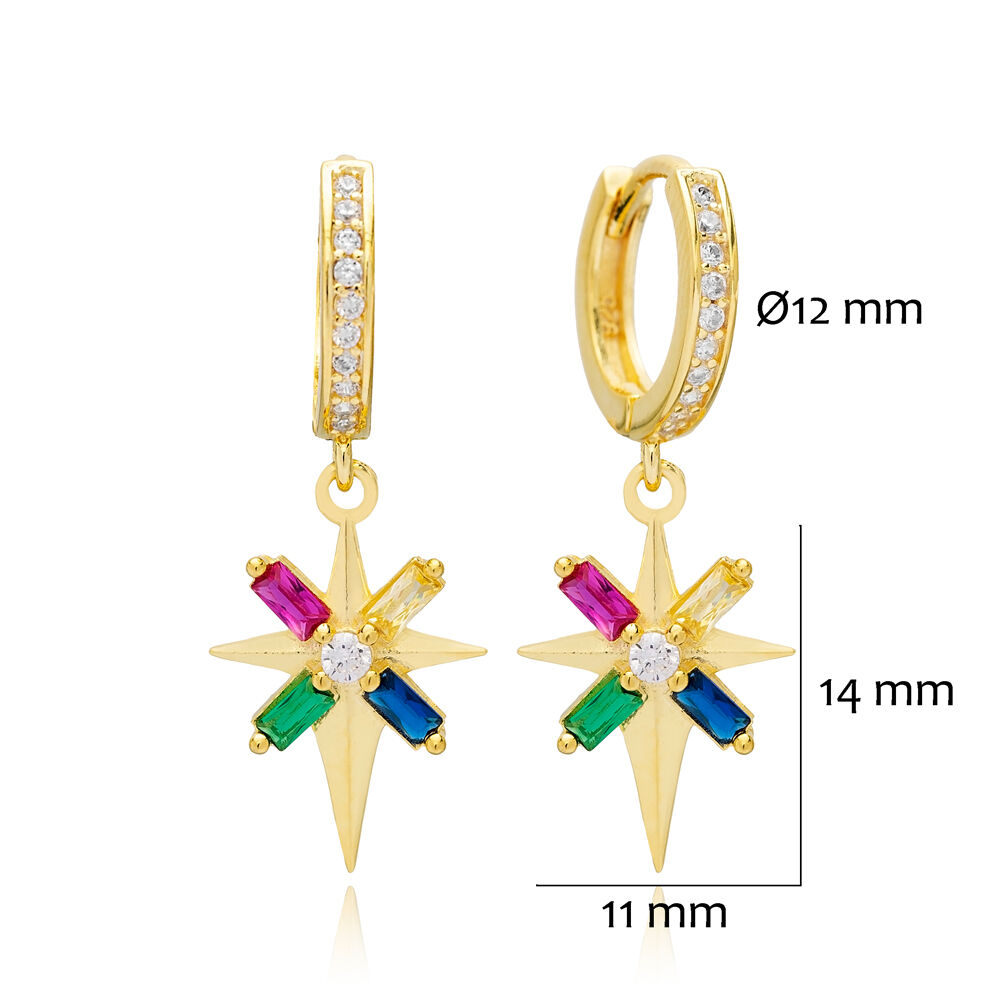 North Star Design Colorful Stone Dangle Earrings Wholesale Handcrafted Turkish 925 Sterling Silver Jewelry
