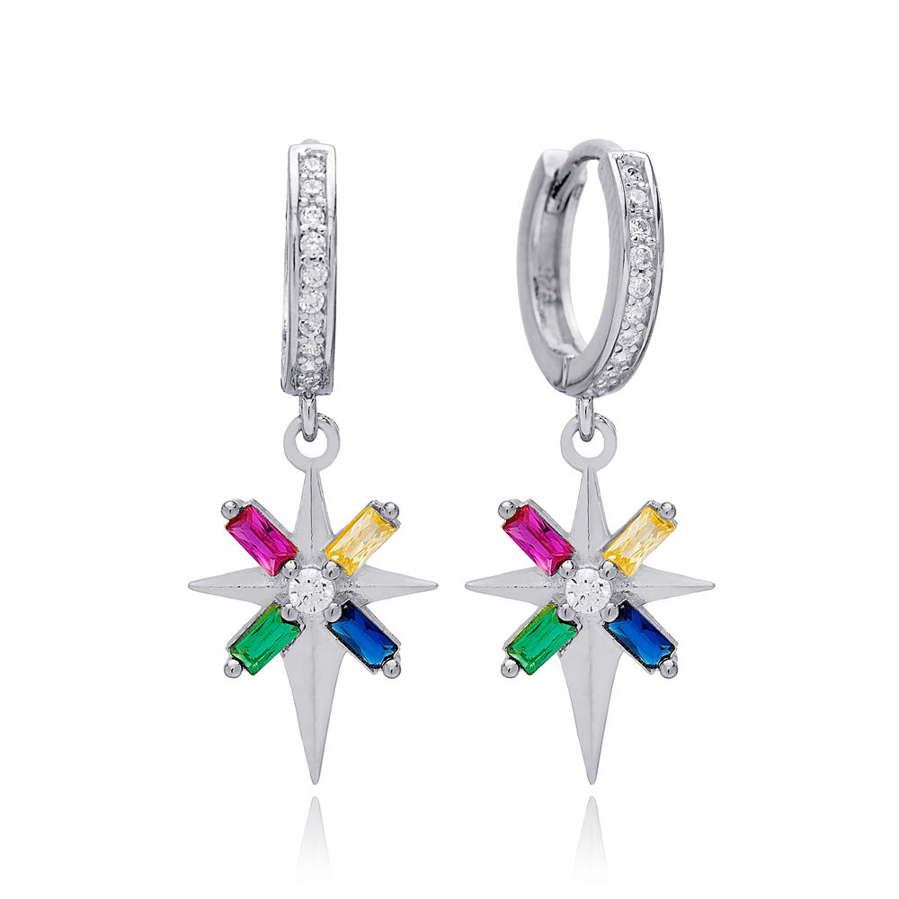 North Star Design Colorful Stone Dangle Earrings Wholesale Handcrafted Turkish 925 Sterling Silver Jewelry