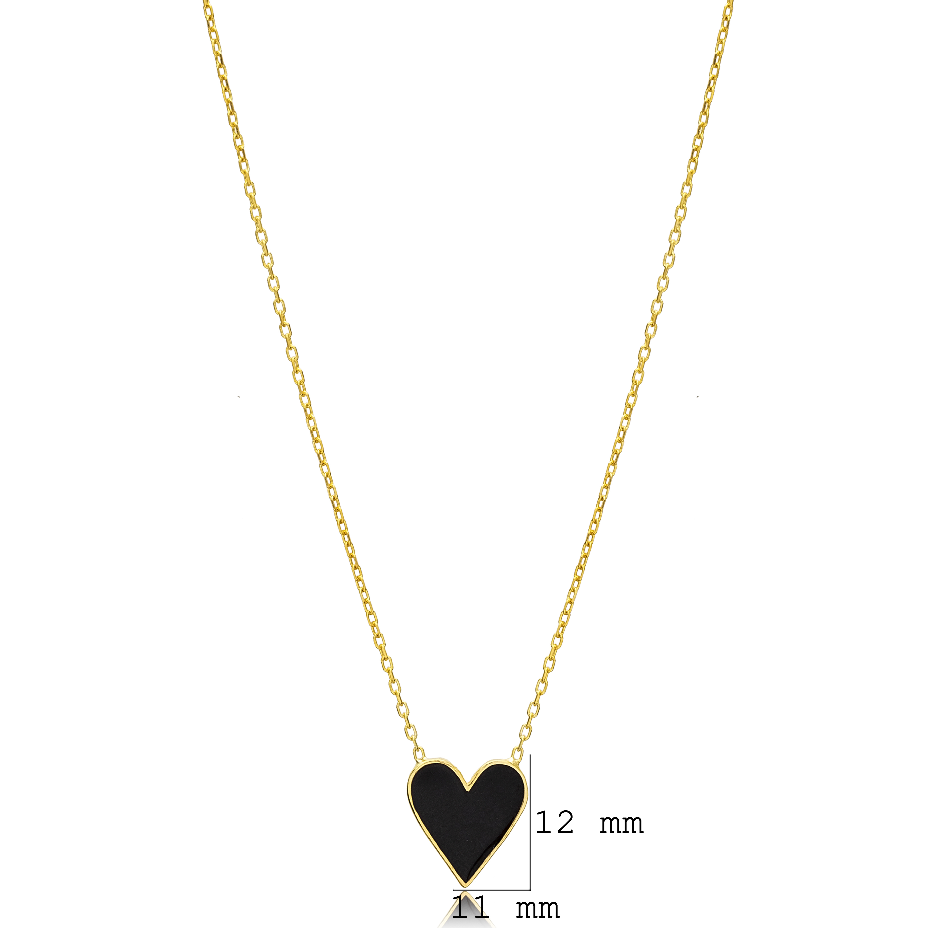 Heart Shape Black Enamel Charm Pendant Turkish Handcrafted Wholesale 925 Sterling Silver Jewelry