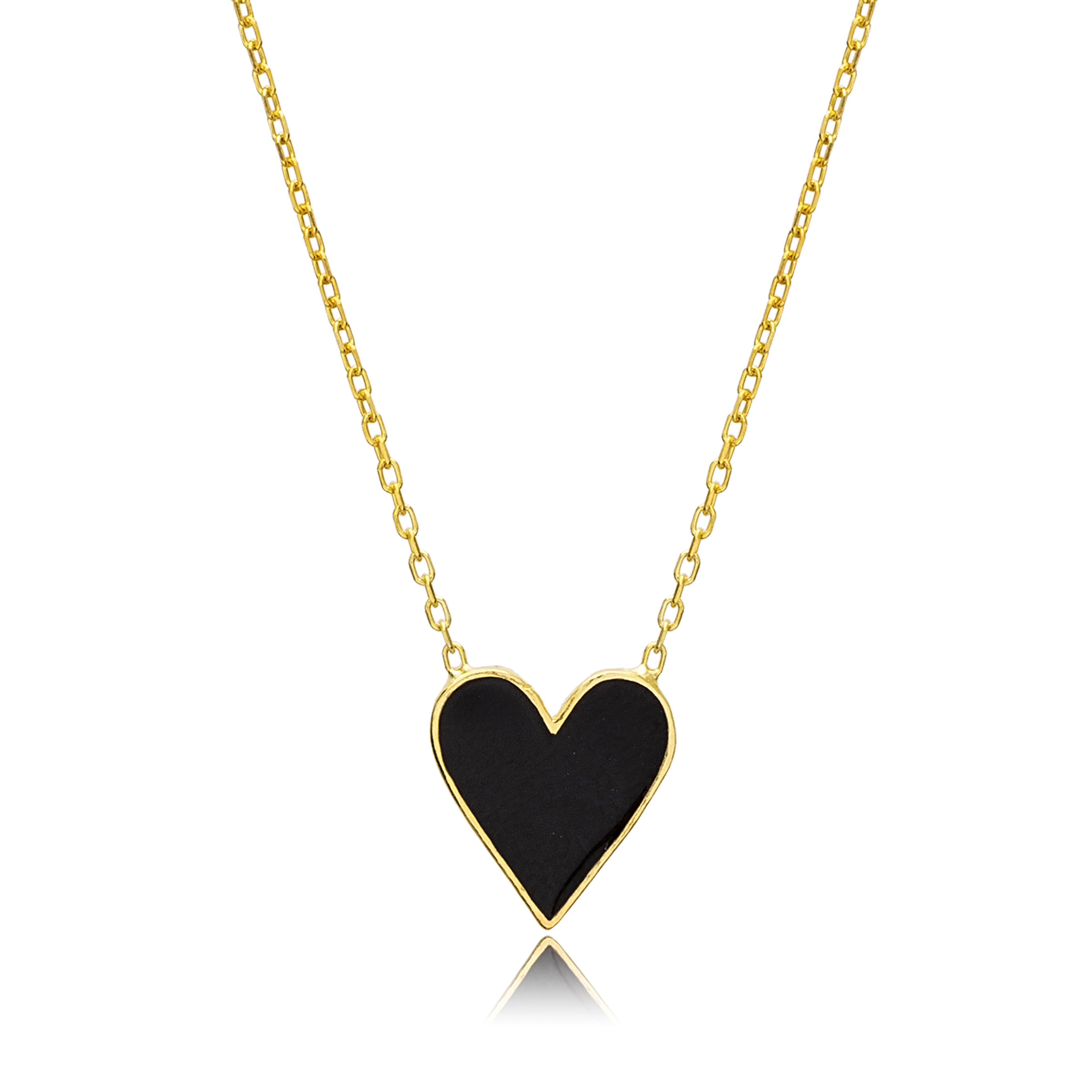 Heart Shape Black Enamel Charm Pendant Turkish Handcrafted Wholesale 925 Sterling Silver Jewelry