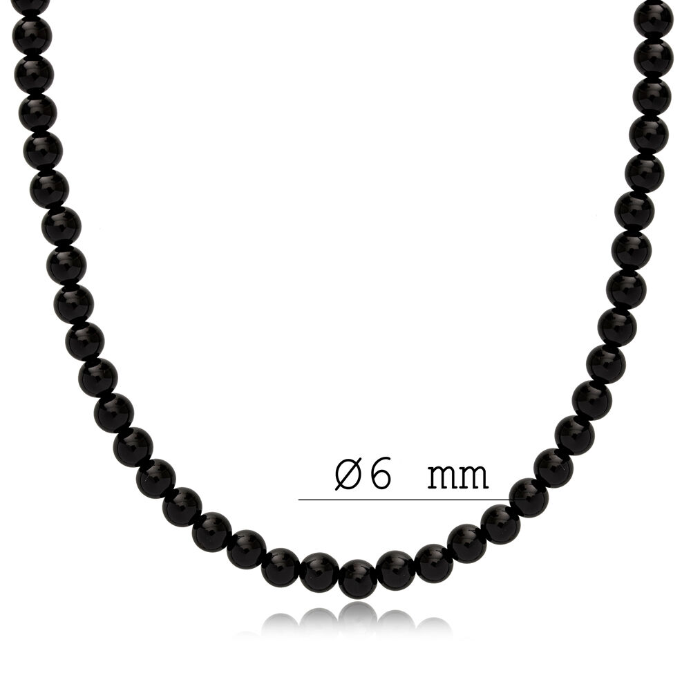Dainty Black Pearl Design Black Collection Turkish Handmade Necklace 925 Silver Sterling Jewelry