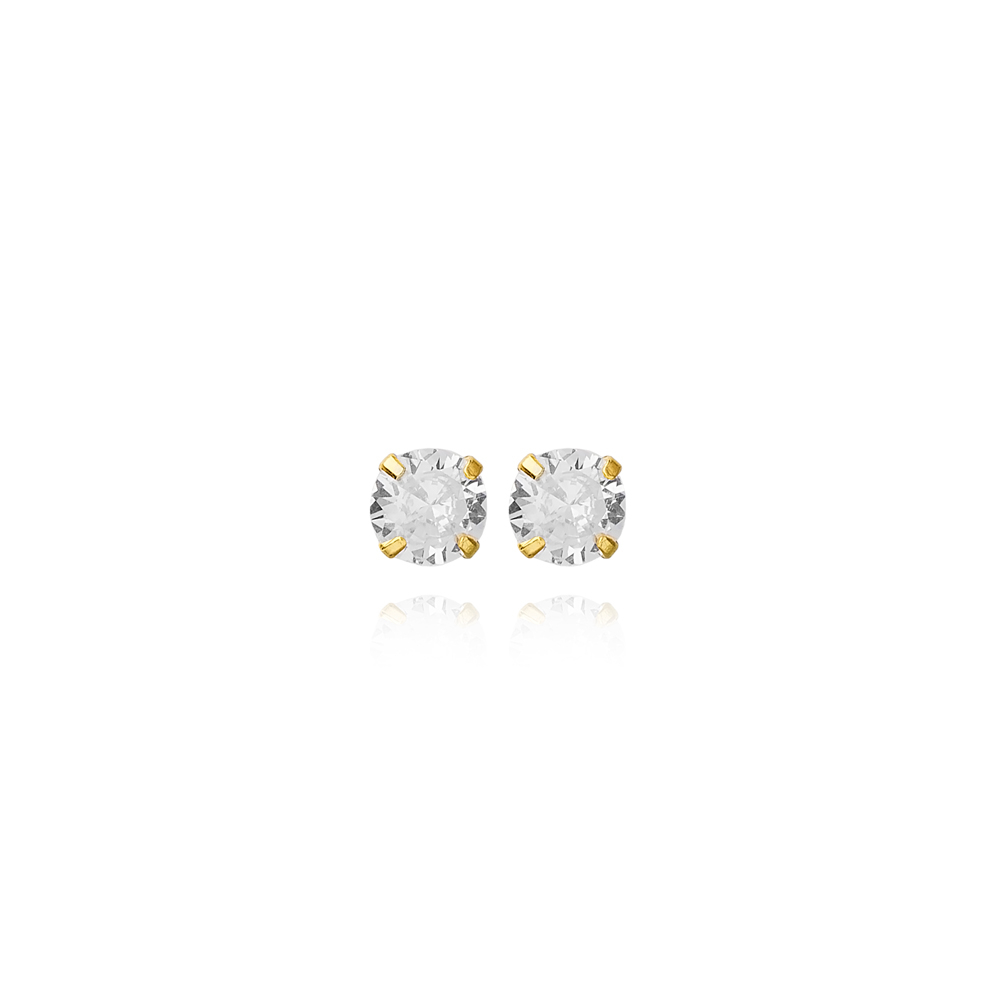 New Design Ø4 mm Shiny Zircon Stone Stud Earrings Turkish Handcrafted 925 Sterling Silver Jewelry