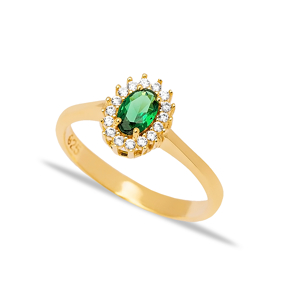 Minimalist Emerald Stone Dainty Turkish Rings Wholesale Fashion 925 Sterling Silver Jewelry