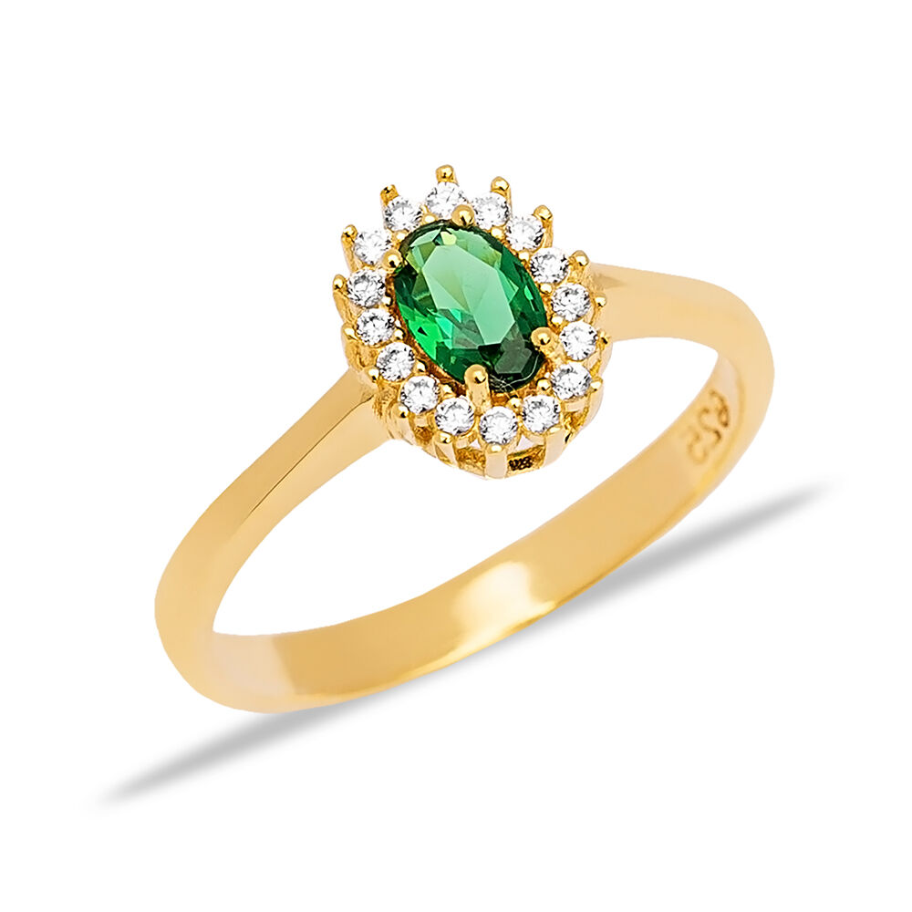 Minimalist Emerald Stone Dainty Turkish Rings Wholesale Fashion 925 Sterling Silver Jewelry