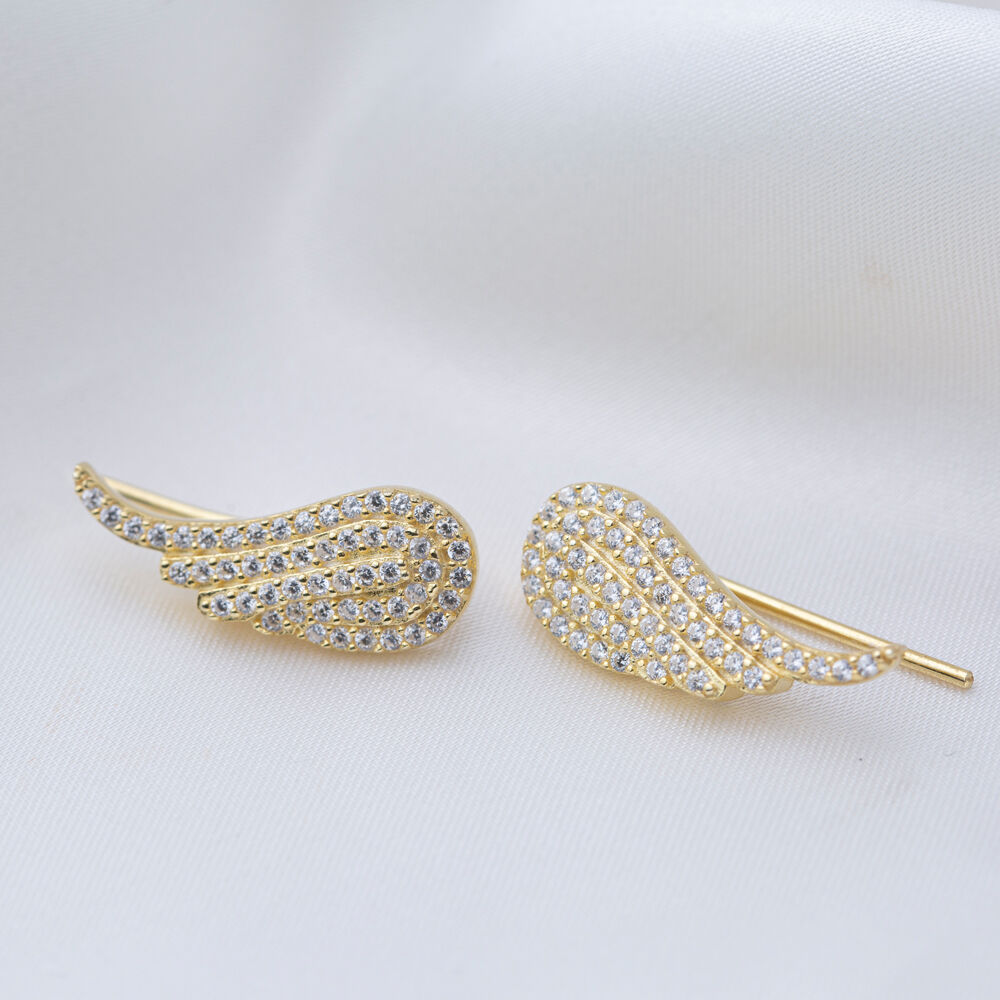 Minimalist Design Ear Jackets Angel Wing Turkish Wholesale Sterling Silver Earring