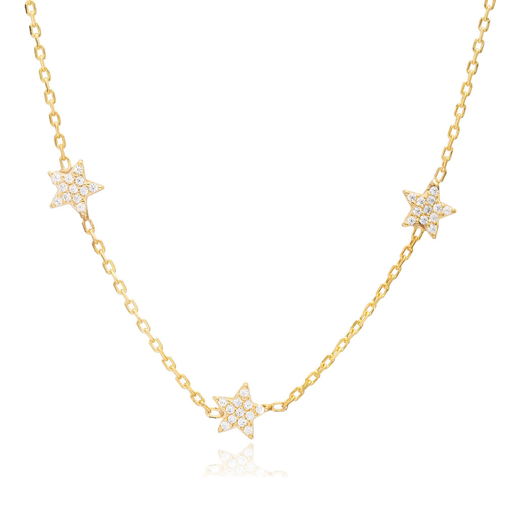 7mm Star Design Shiny Zircon Stone Shaker Necklace Woman Pendant 925 Sterling Silver Jewelry