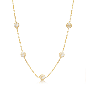 Round Design Shiny Zircon Stone Shaker Necklace Woman Pendant 925 Sterling Silver Jewelry