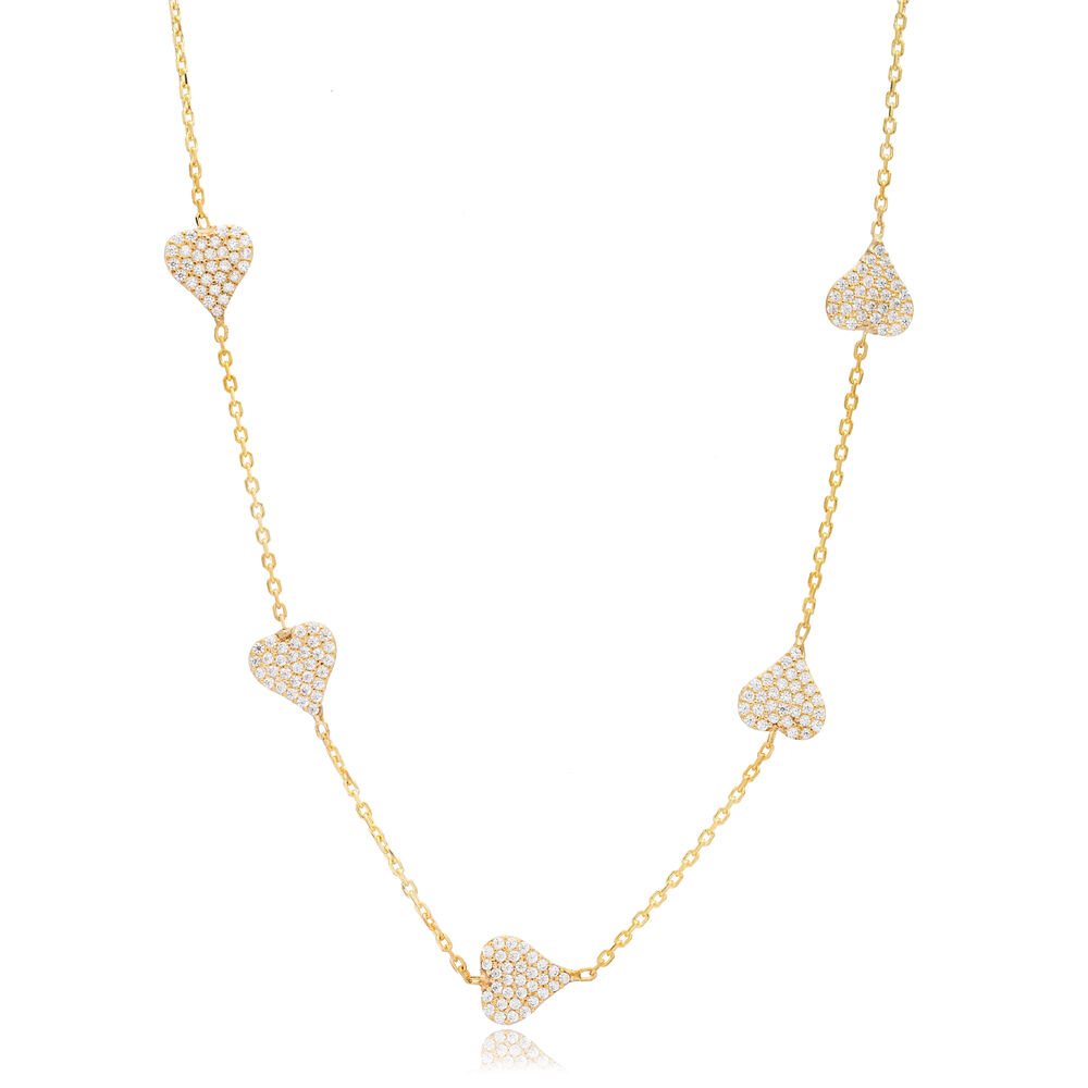 8mm Heart Design Shiny Zircon Stone Shaker Necklace Woman Pendant 925 Sterling Silver Jewelry