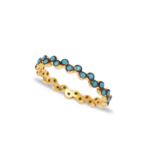 Pave Band Turquoise Beaded Ring Wholesale Handcrafted 925 Sterling Silver Ring