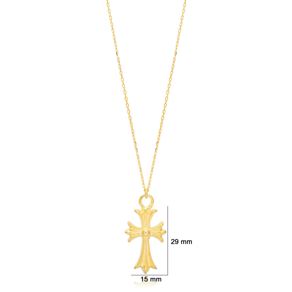 Plain Cross Design Charm Necklace Handcrafted Wholesale Turkish 925 Sterling Silver Jewelry