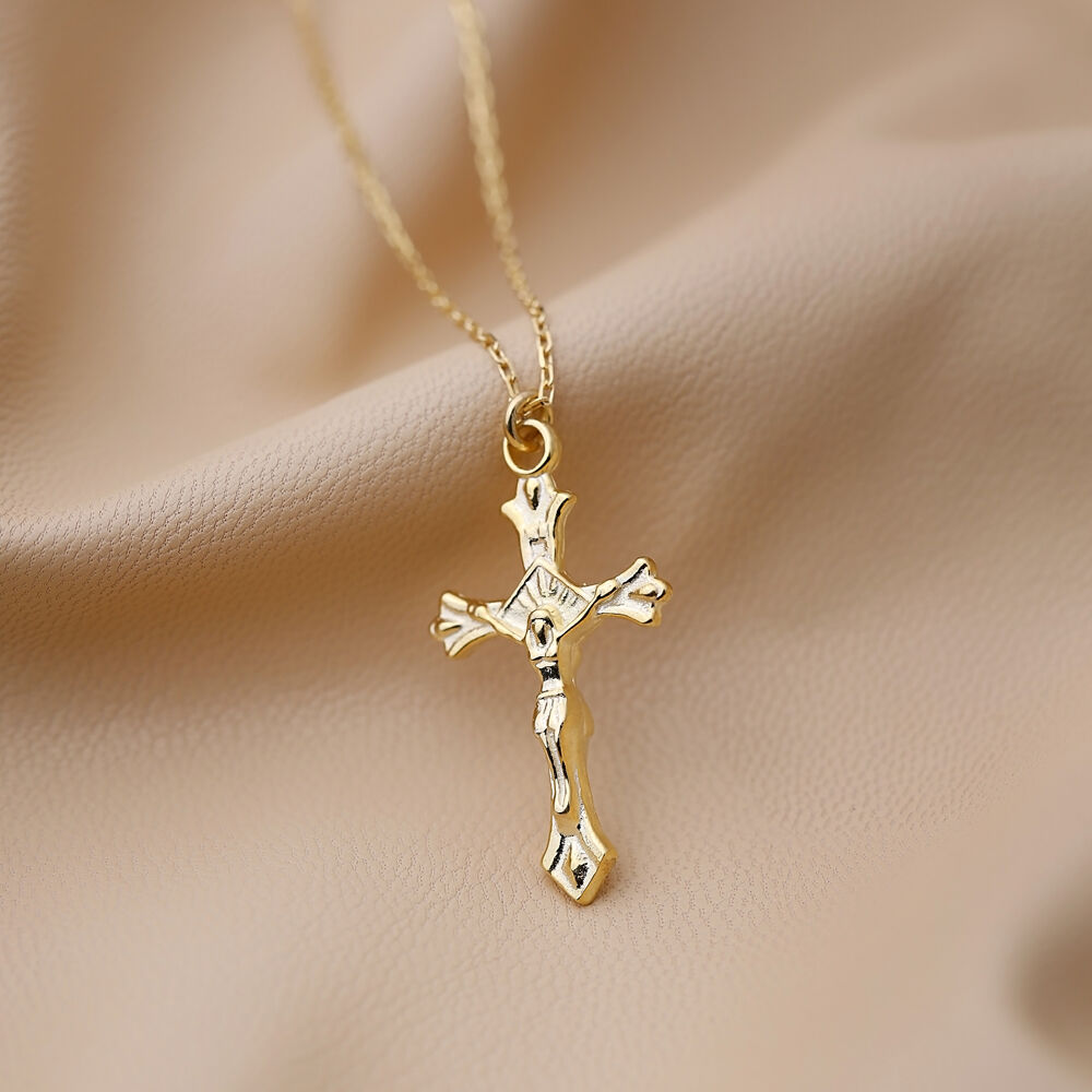 Plain Jesus Cross Design Charm Pendant 925 Sterling Silver Jewelry