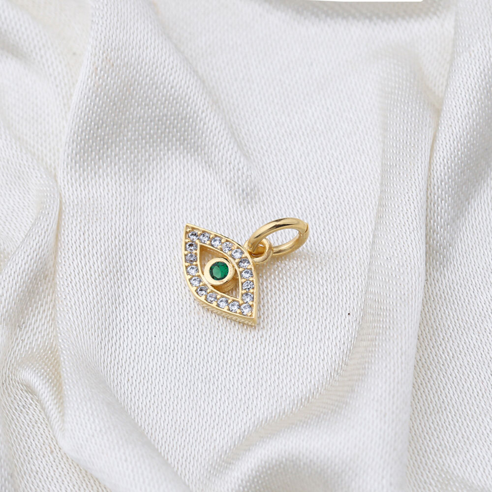 Trendy Emerald Zircon Evil Lucky Eye Charm Wholesale Handmade 925 Silver Sterling Jewelry