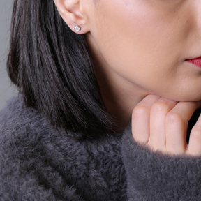 Clear Zircon Stone Tiny Round Shape Stud Earrings Wholesale Turkish 925 Sterling Silver Jewelry