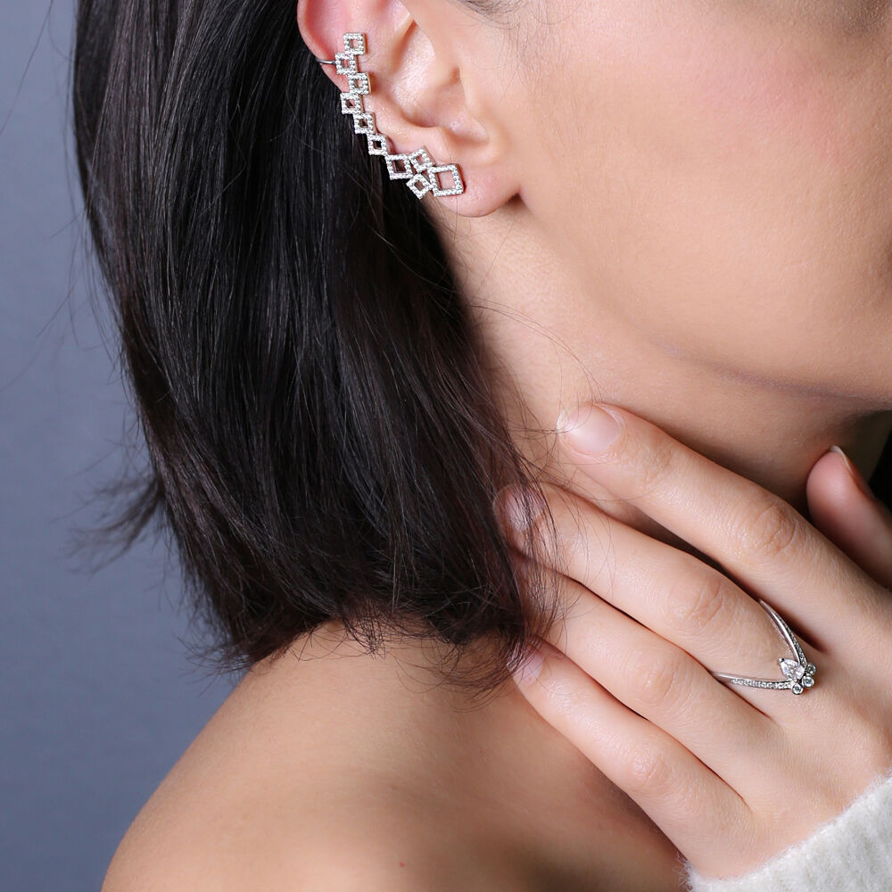 Ear Cuff Turkish Handmade Wholesale 925 Sterling Silver Jewelry Earrings For Woman