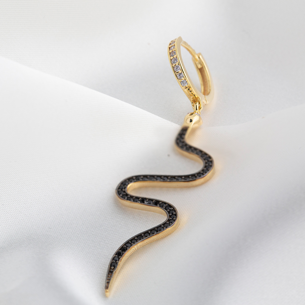 Snake Single Earrings Turkish Wholesale 925 Sterling Silver Jewelry