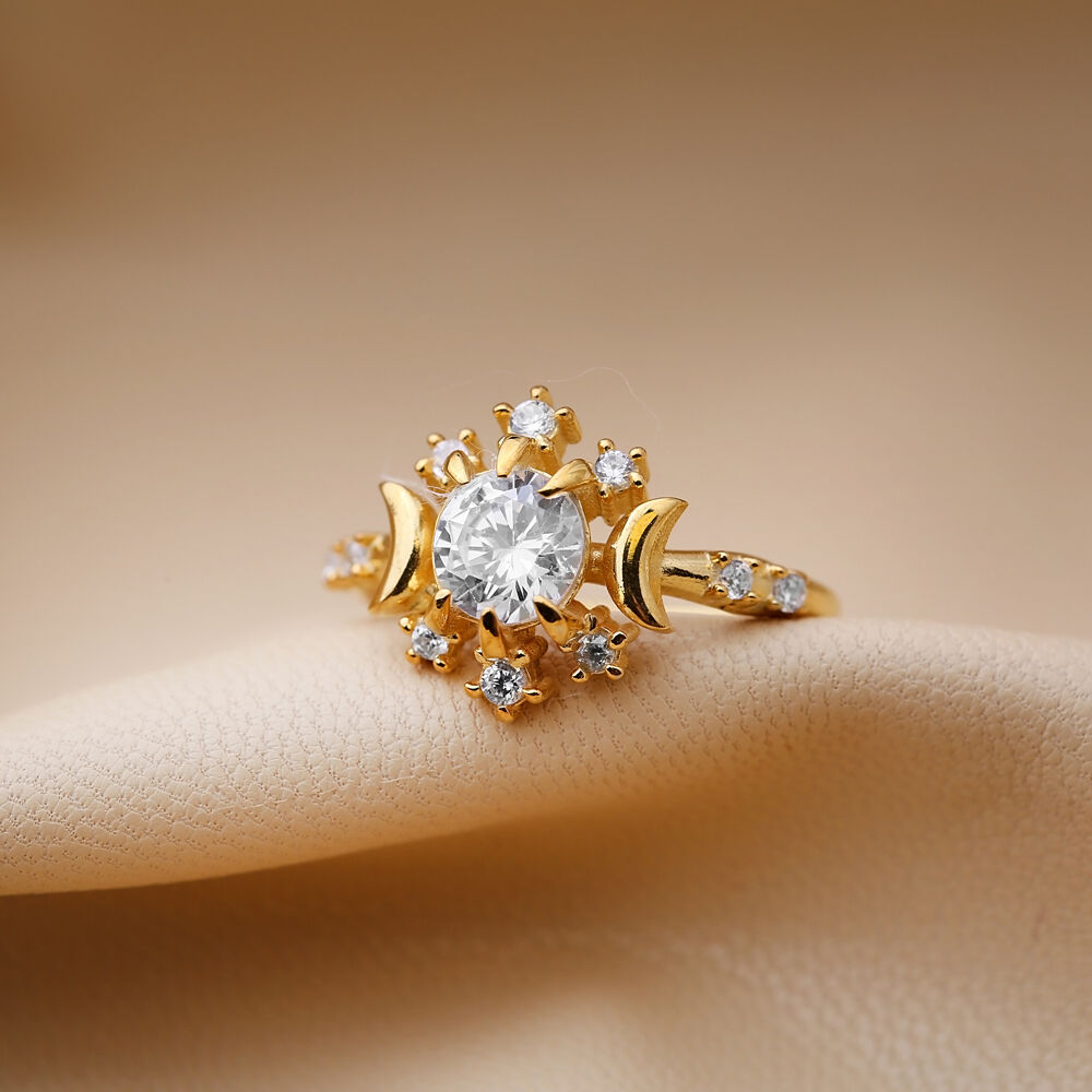 Snowflake Design Shiny Zircon Stone Cluster Ring Turkish Handmade 925 Sterling Silver Jewelry