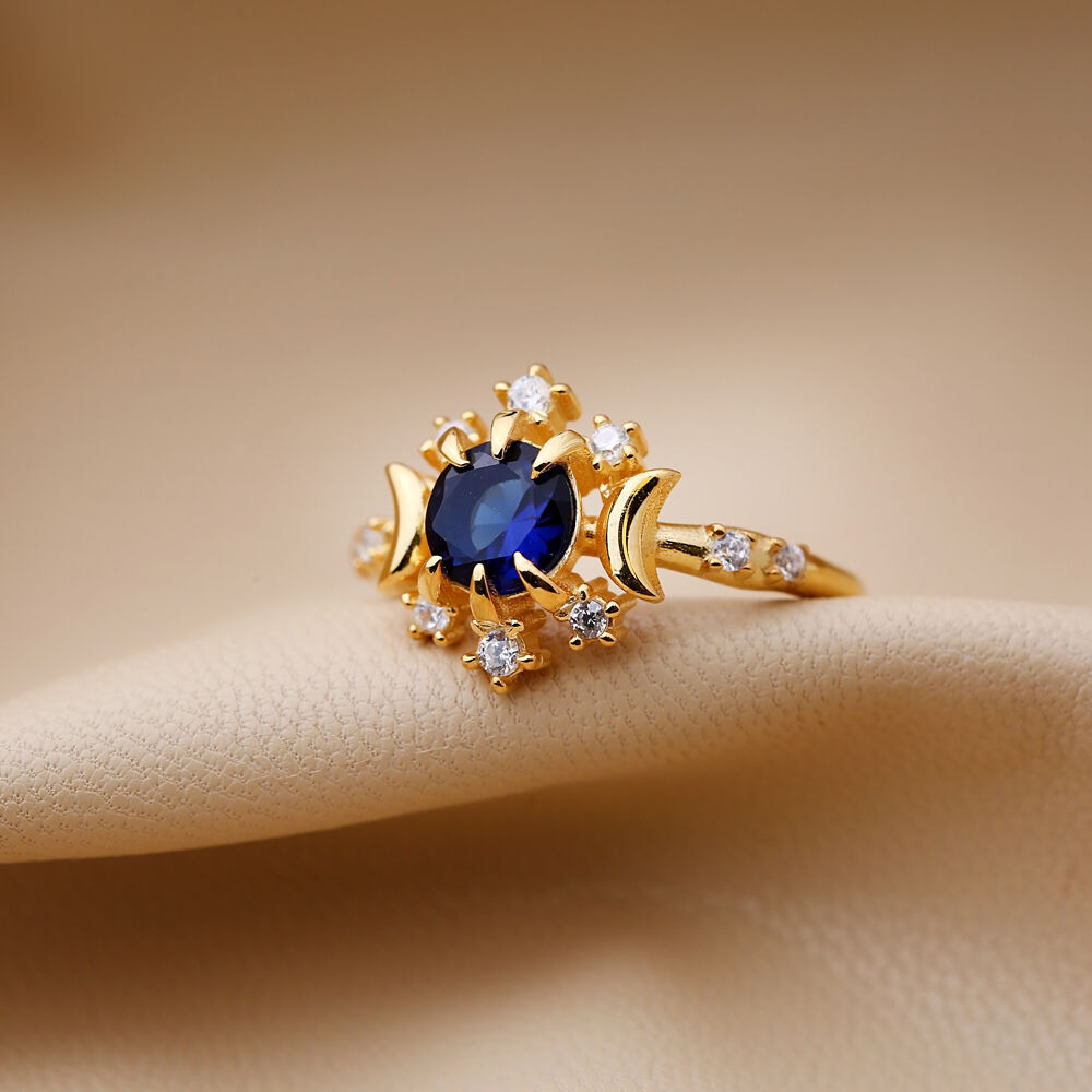 Snowflake Design Sapphire Zircon Stone Cluster Ring Turkish Handmade Women Ring 925 Sterling Silver Jewelry