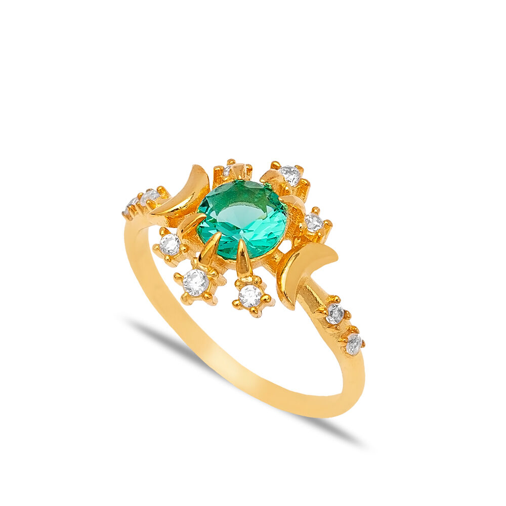 Snowflake Design Paraiba Green Zircon Stone Cluster Ring Turkish Handmade 925 Sterling Silver Jewelry