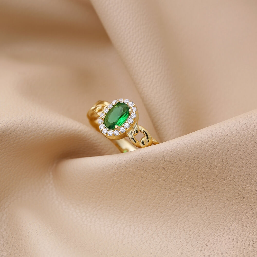 Gourmet Design Oval Shape Emerald Zircon Stone Cluster Ring For Woman925 Sterling Silver Jewelry