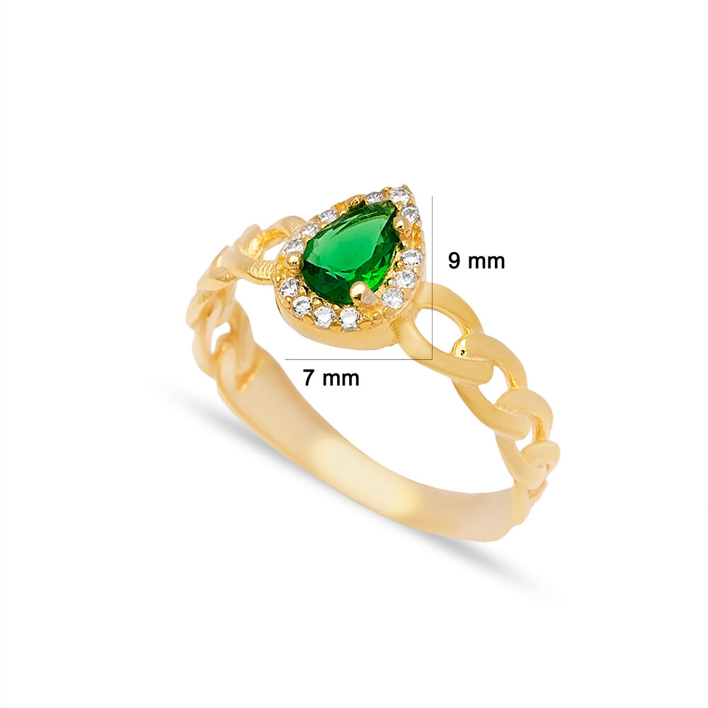 Gourmet Design Pear Shape Emerald Zircon Stone Woman Cluster Ring 925 Sterling Silver Jewelry