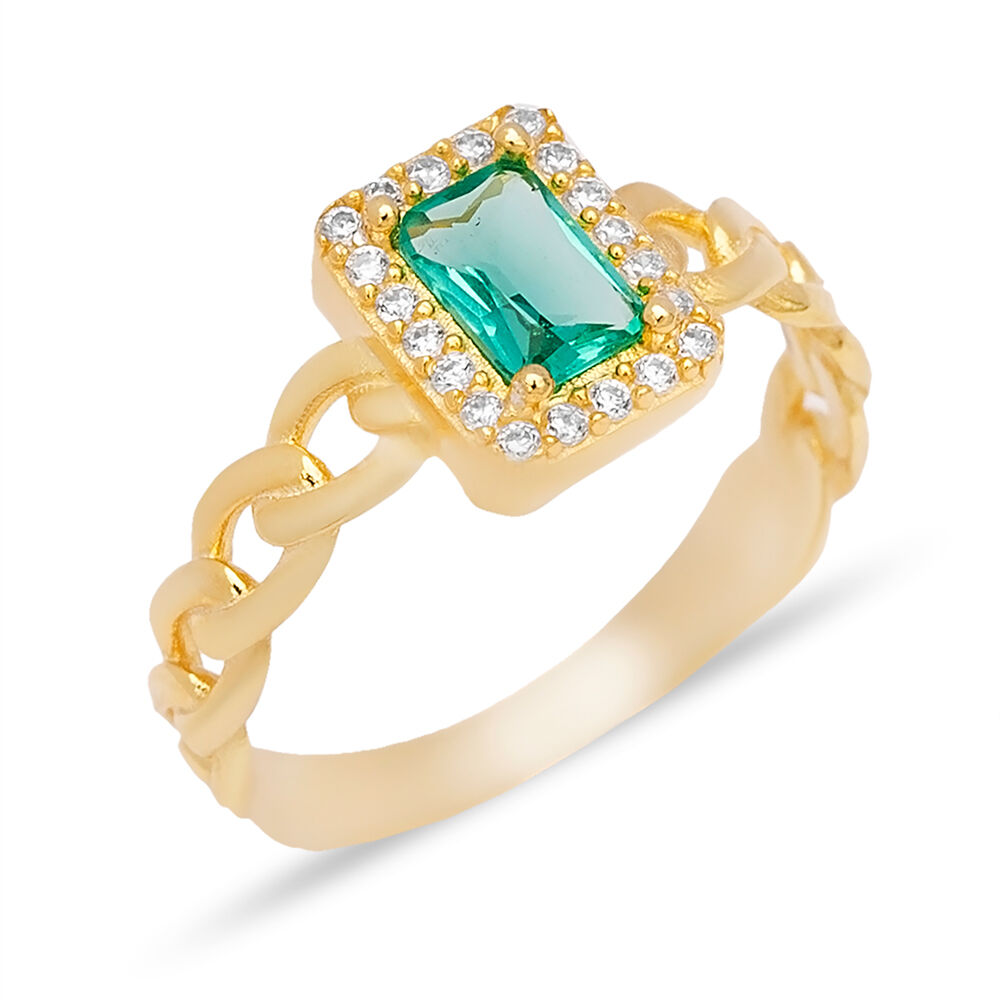 Gourmet Design Rectangle Paraibra Green Zircon Stone Cluster Ring 925 Sterling Silver Jewelry