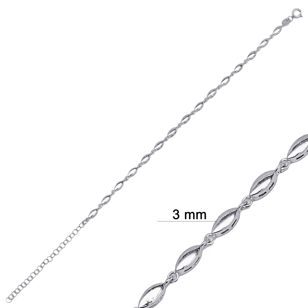 New Fashion Geometric Shape Plain Design Chain Bracelet 925 Sterling Silver Jewelry
