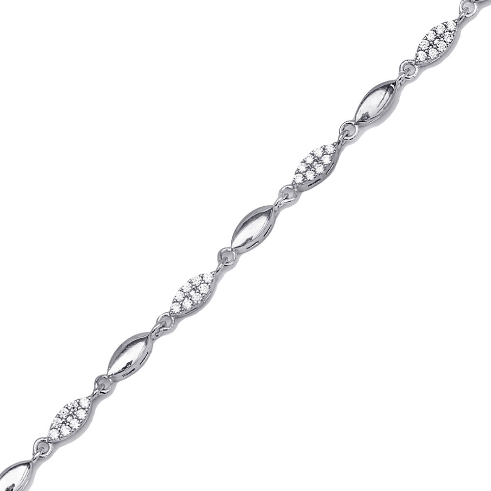 Geometric Round CZ Stone Chain Bracelet 925 Silver Jewelry