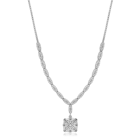 Dainty Round Shape Shiny Zircon Stone Charm Necklace For Woman 925 Sterling Silver Jewelry