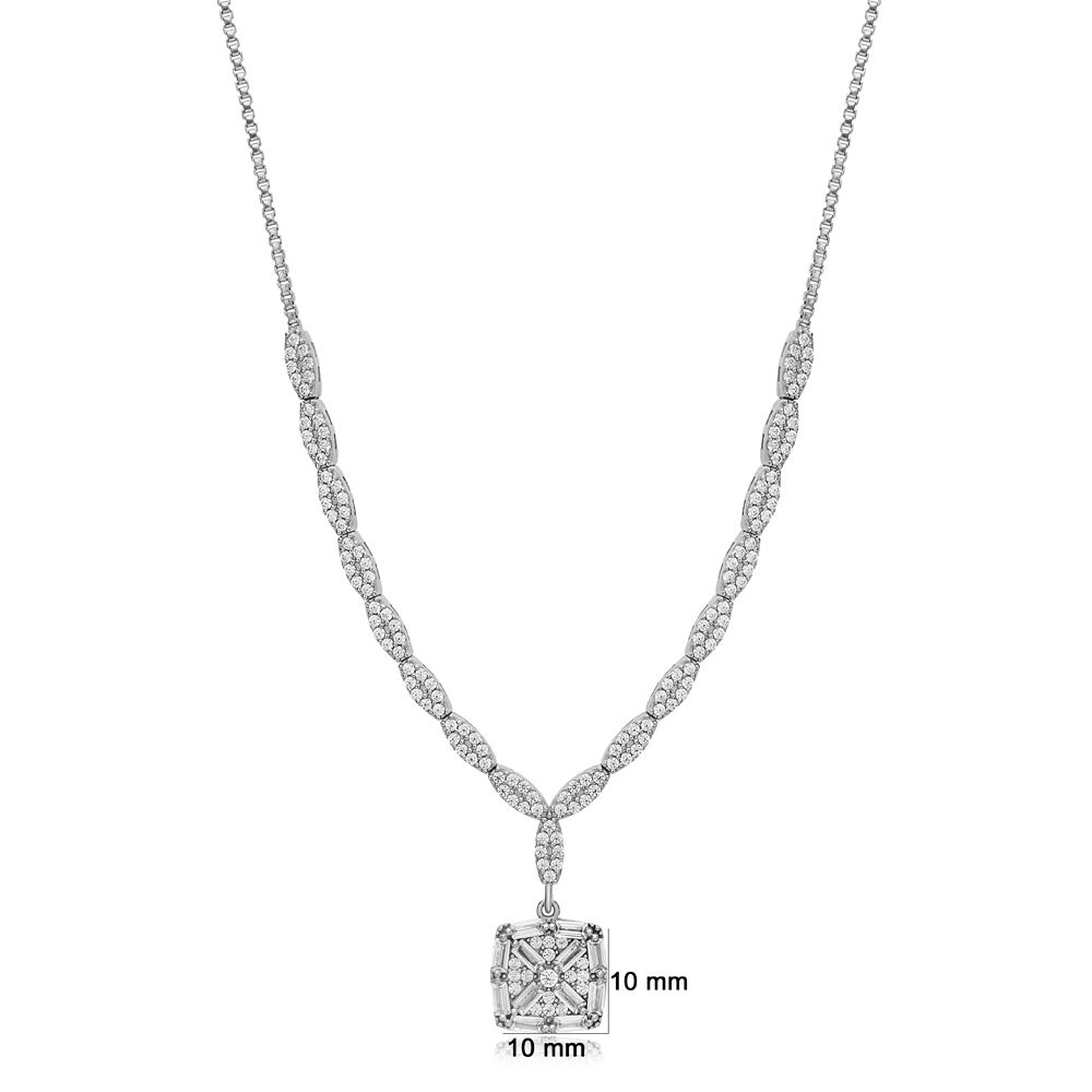 Dainty Round Shape Shiny Round Zircon Stone Charm Necklace For Woman 925 Sterling Silver Jewelry