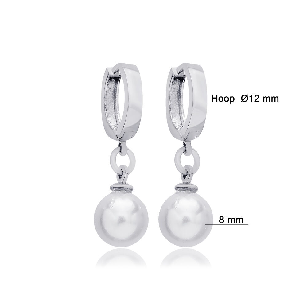 Pearl Design Dangle Earrings For Woman Turkish Handmade 925 Sterling Silver Jewelry
