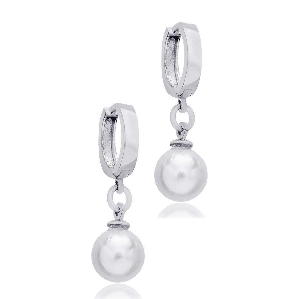Pearl Design Dangle Earrings For Woman Turkish Handmade 925 Sterling Silver Jewelry