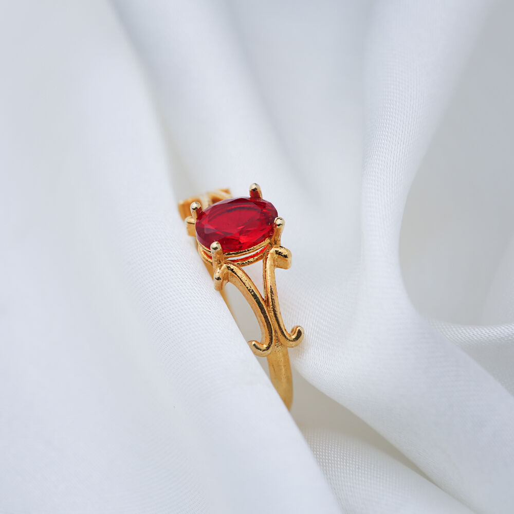 Oval Cut Garnet Stone Cluster Ring Turkish Handmade 22k Gold Wholesale 925 Sterling Silver Jewelry