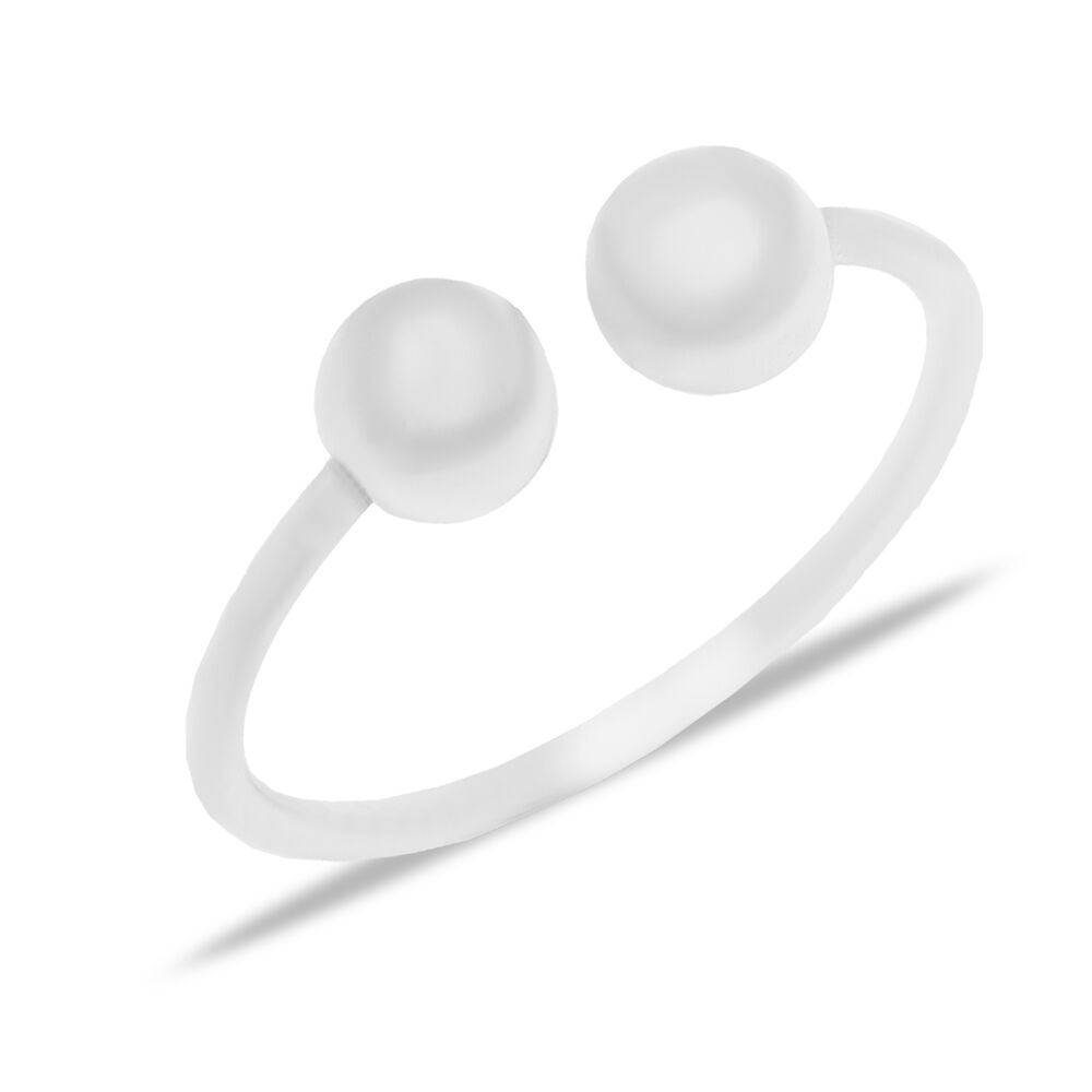 Double Plain Ball Design Adjustable Woman Ring Turkish Handmade 925 Sterling Silver Jewelry