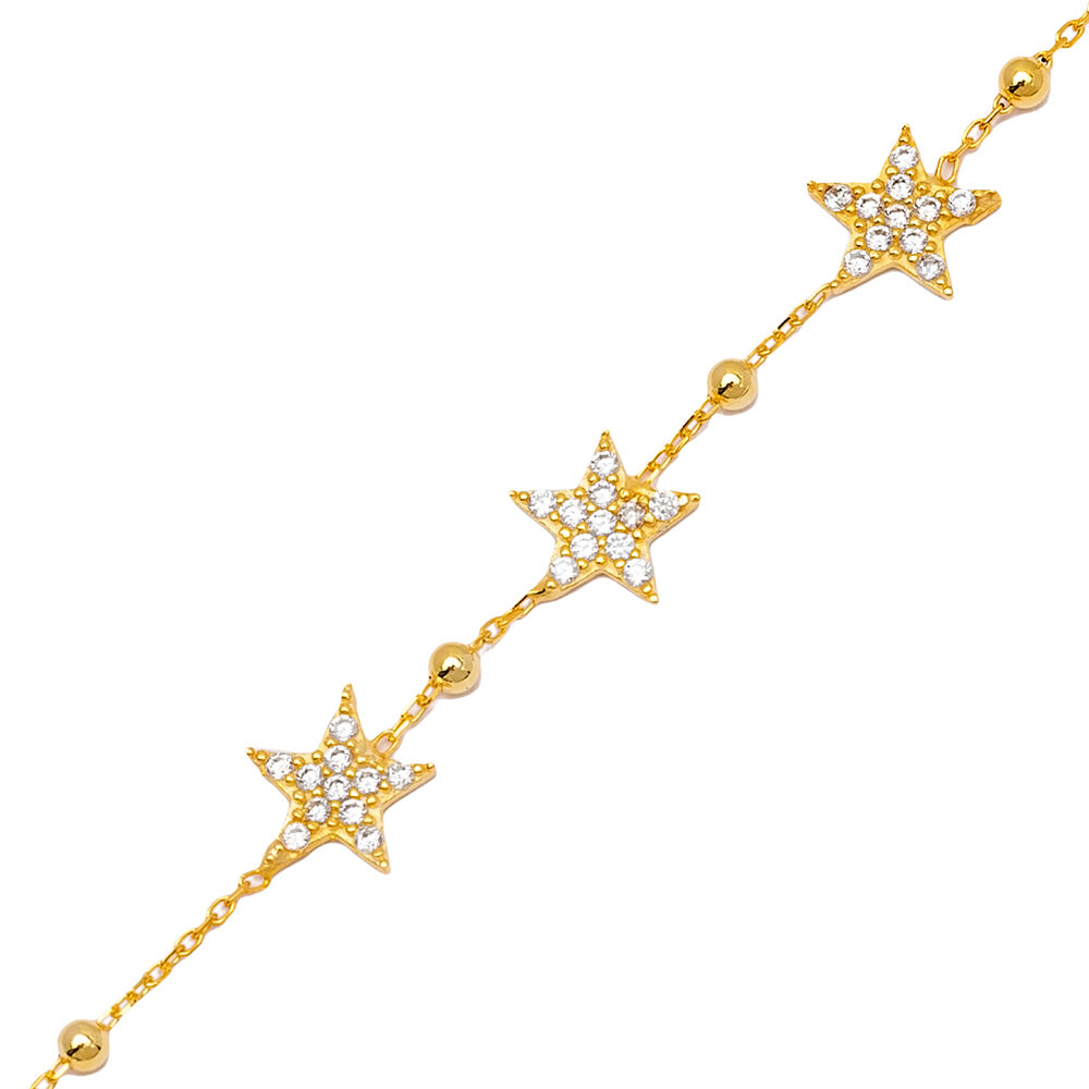 Star Design Clear Zircon Stone Woman Bracelet 925 Sterling Silver Jewelry