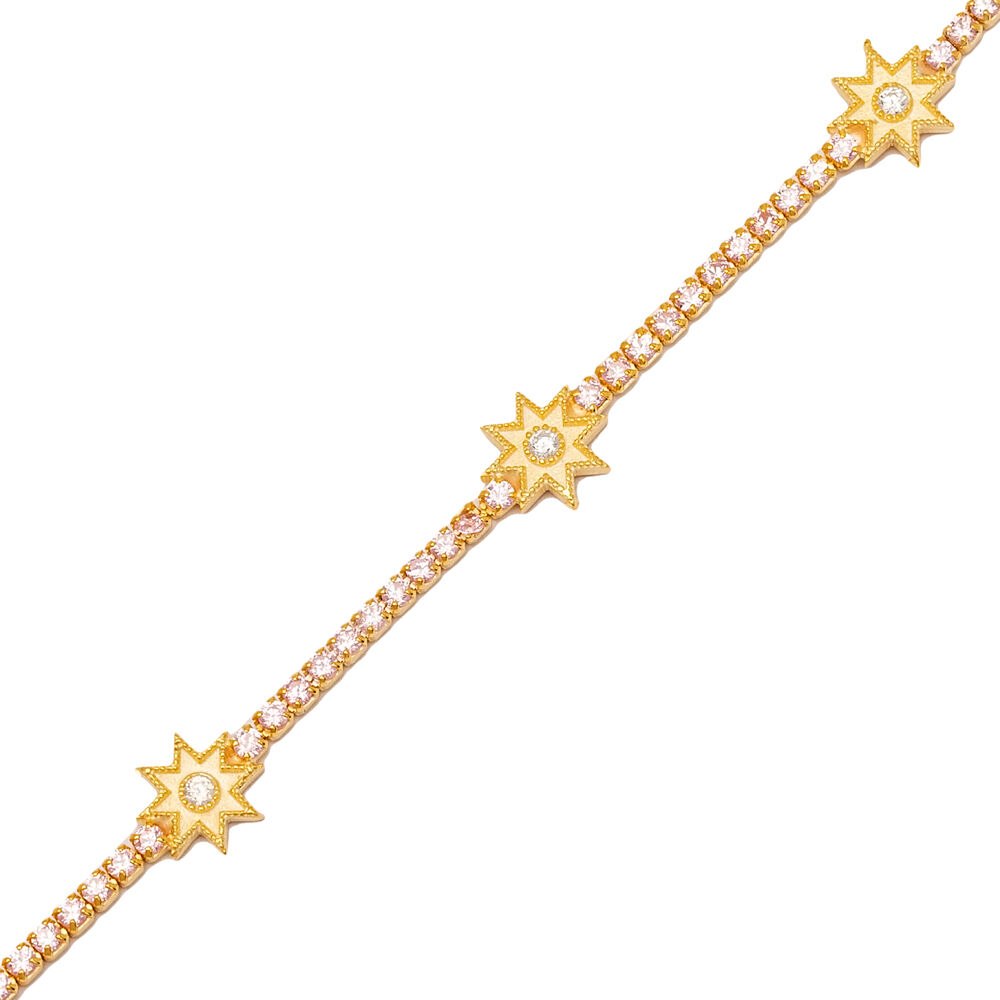 Unique Star Design Shiny Zircon Stone Tennis Bracelet For Woman 925 Sterling Silver Jewelry