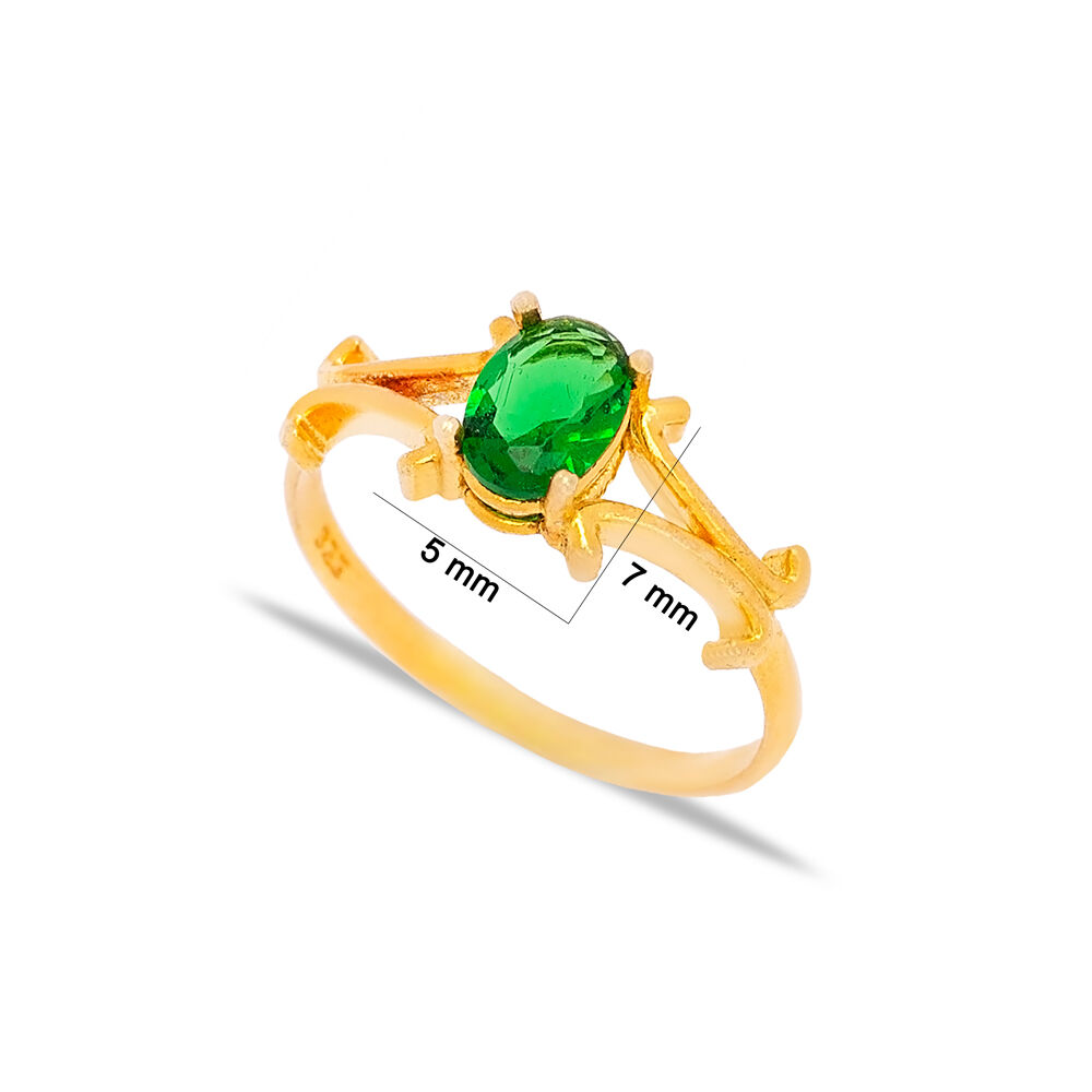 Oval Cut Emerald Stone Cluster Ring Turkish Handmade Wholesale 925 Sterling Silver Jewelry