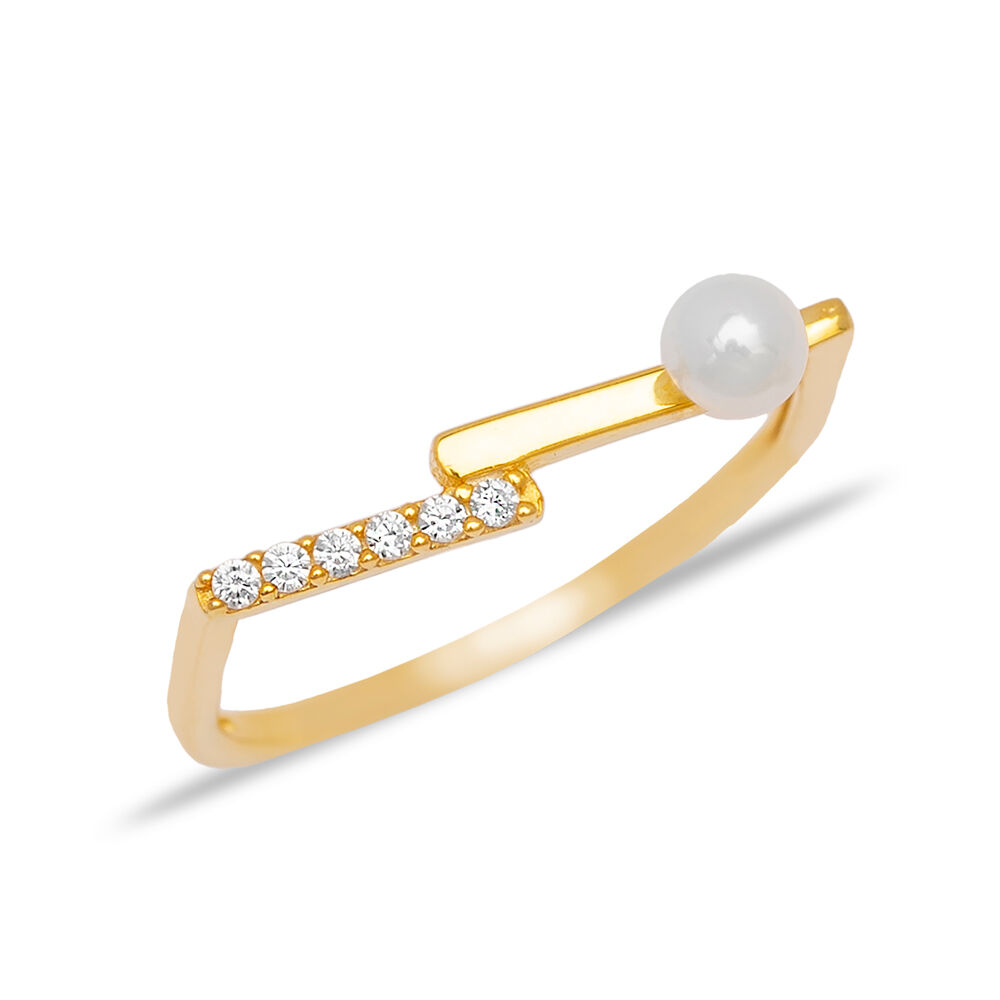 Thin Woman Ring Pearl Design with Zircon Stone Woman Cluster Ring Turkish Handmade 925 Sterling Silver Jewelry