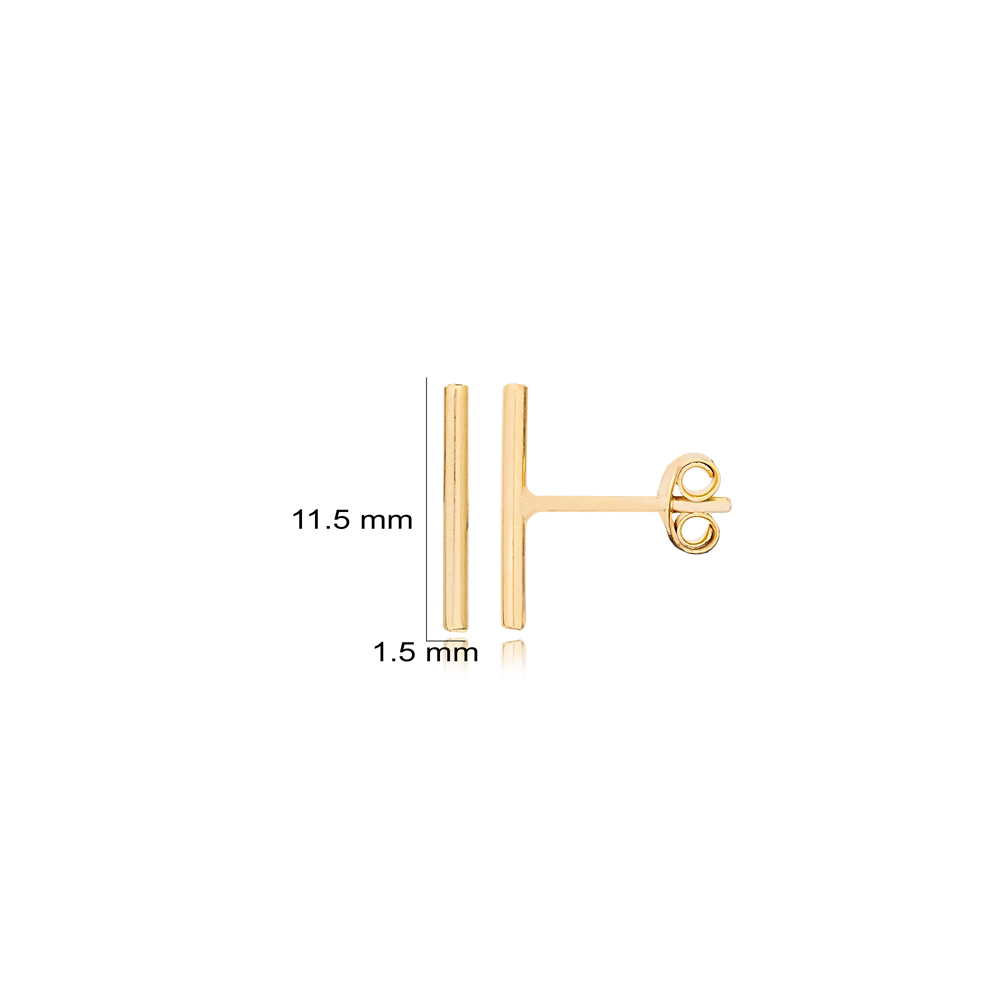 Minimalist Plain Thin Design Stud Earrings For Woman Turkish Handmade Wholesale 925 Silver Jewelry