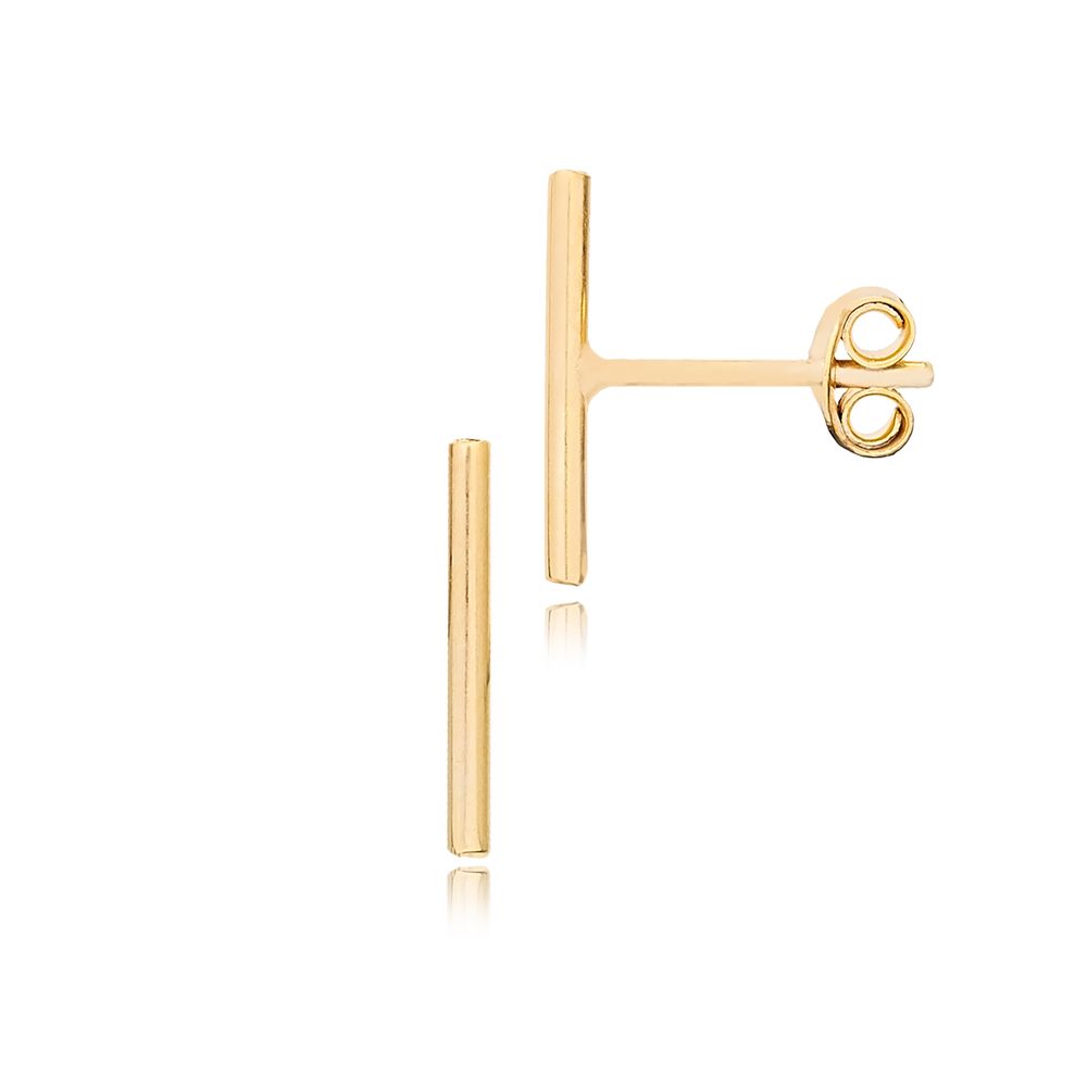 Minimalist Plain Thin Design Stud Earrings For Woman Turkish Handmade Wholesale 925 Silver Jewelry