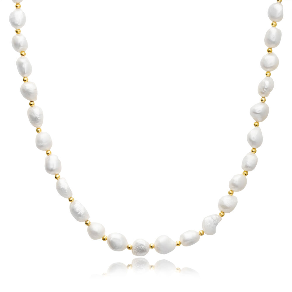 Dainty Pearl with Tiny Balls Charm Necklace Wholesale Turkish 925 Sterling Silver Jewelry