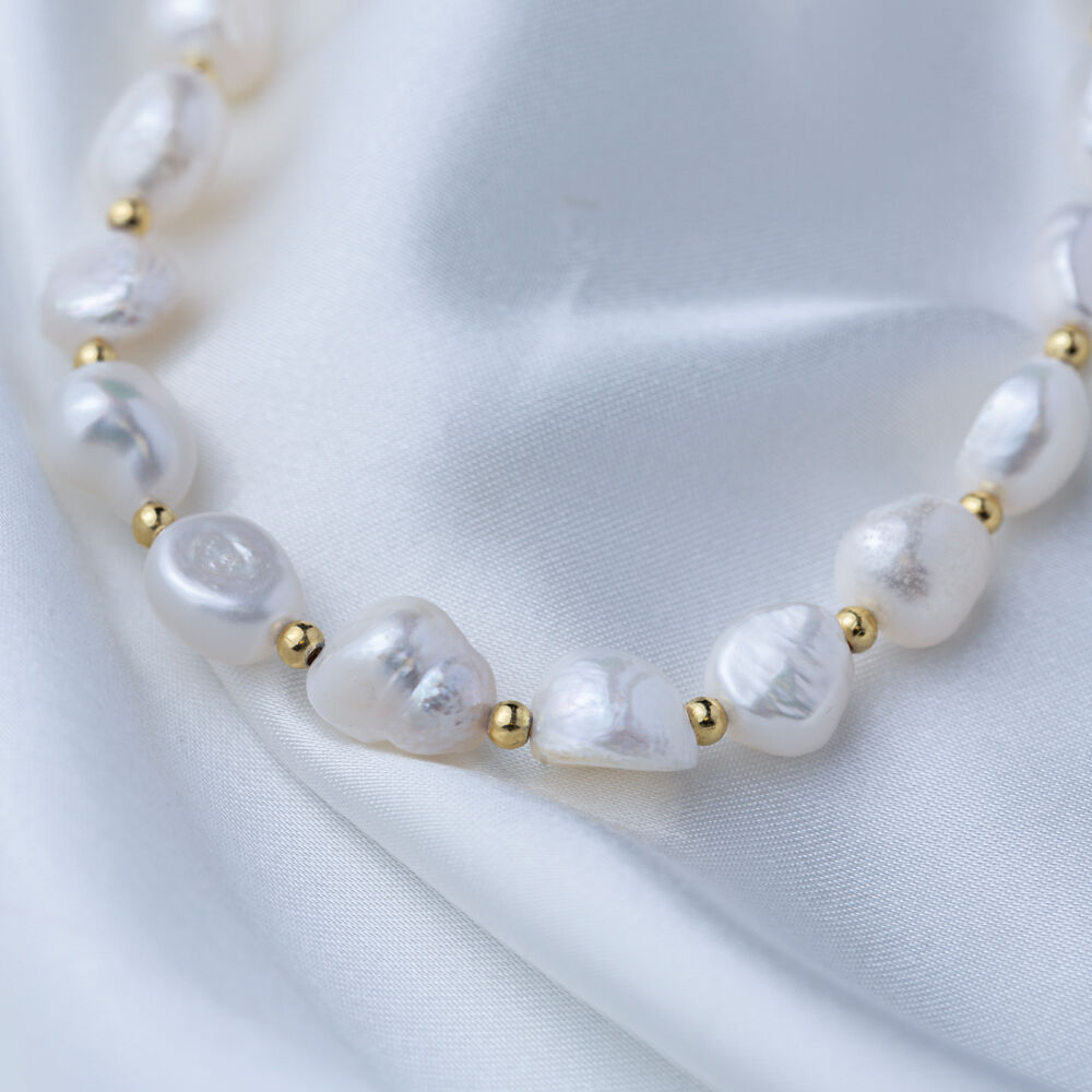 Dainty Pearl with Tiny Balls Charm Necklace Wholesale Turkish 925 Sterling Silver Jewelry